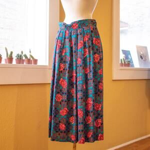 Vintage Worthington Multicolor Paisley Pleated A-Line Skirt